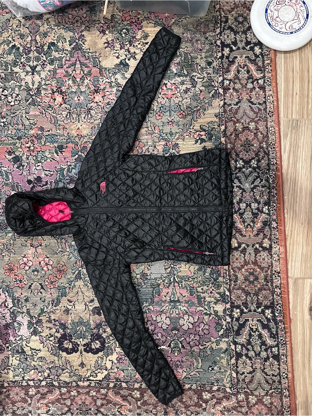 The North Face Quilted Hooded Puffer Jacket - Black with Pink Lining